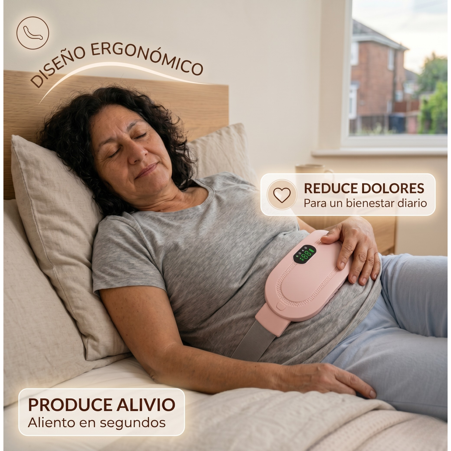 WarmEase Pro — Almohadilla térmica inalámbrica, alivio inmediato del cólico menstrual y dolor lumbar
