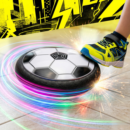 GlowBall Pro™ – Pelota Hover de Fútbol con LED Multicolor | Segura para Interiores, Estimula el Movimiento y la Coordinación